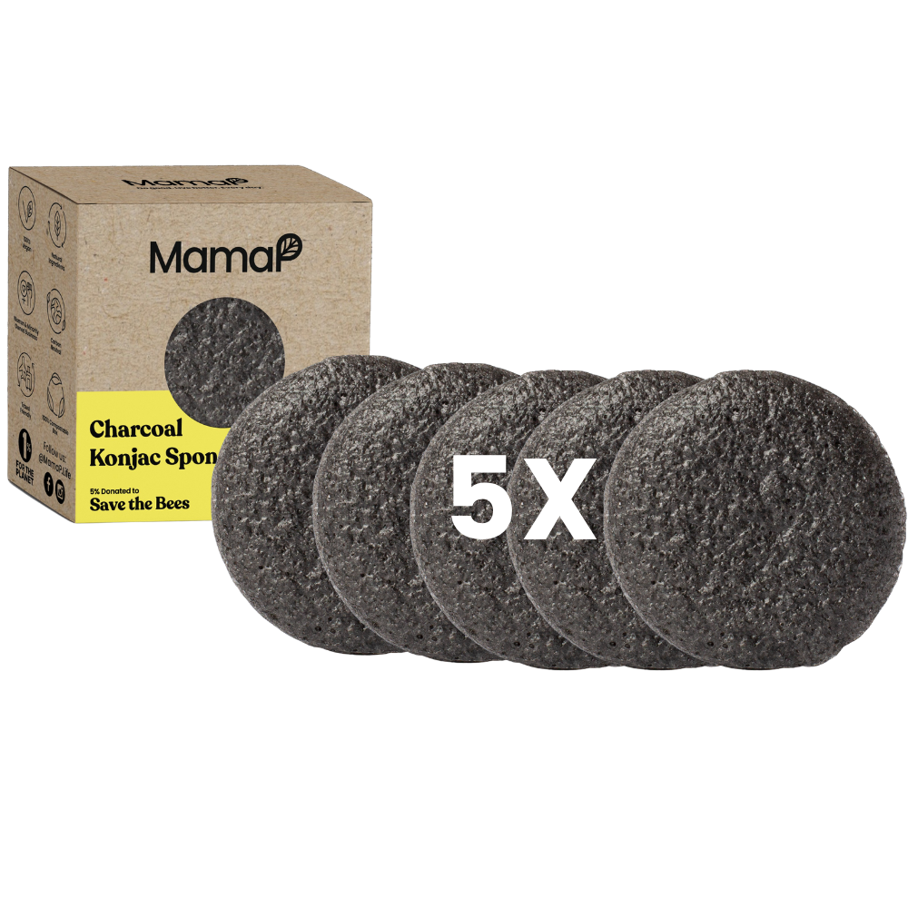 Detoxifying Charcoal Facial Cleansing Sponge 5pk - MamaP bamboo toothbrush