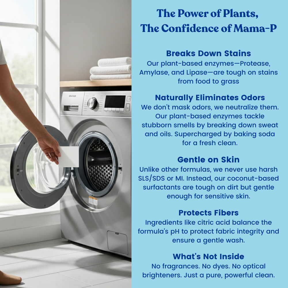 Unscented SLS-Free Laundry Detergent - Hypoallergenic & Eco-Friendly - MamaP bamboo toothbrush