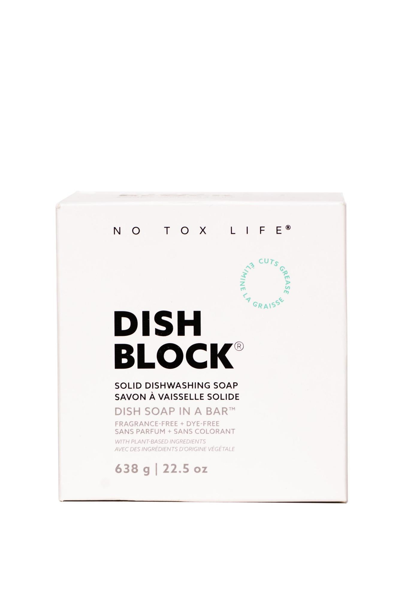 DISH BLOCK® solid dish soap - Huge bar (22.5 oz | 638g) - No Tox Life® - MamaP bamboo toothbrush
