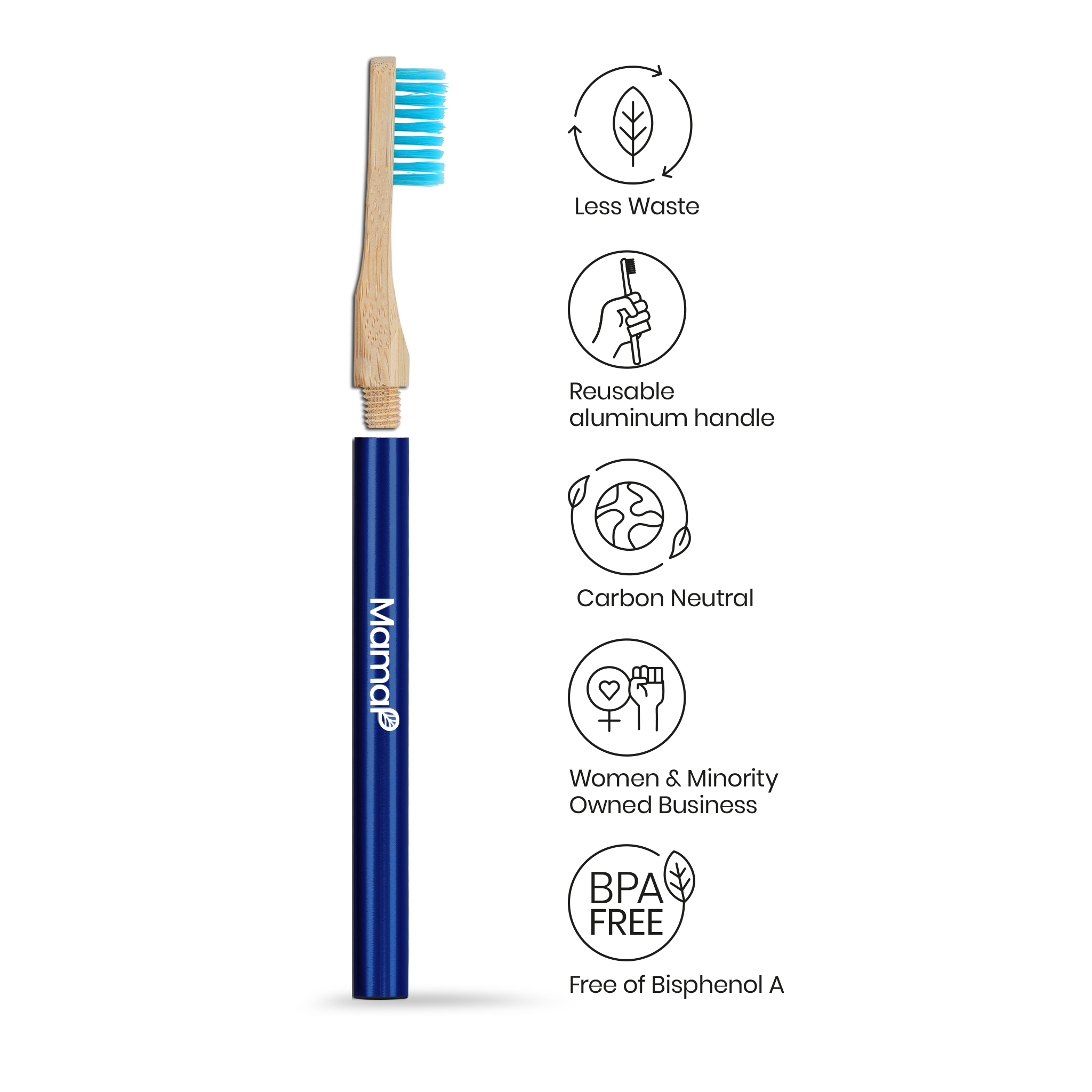 Revolve Manual Toothbrush with Replaceable Head - Ocean Conservation - MamaP bamboo toothbrush