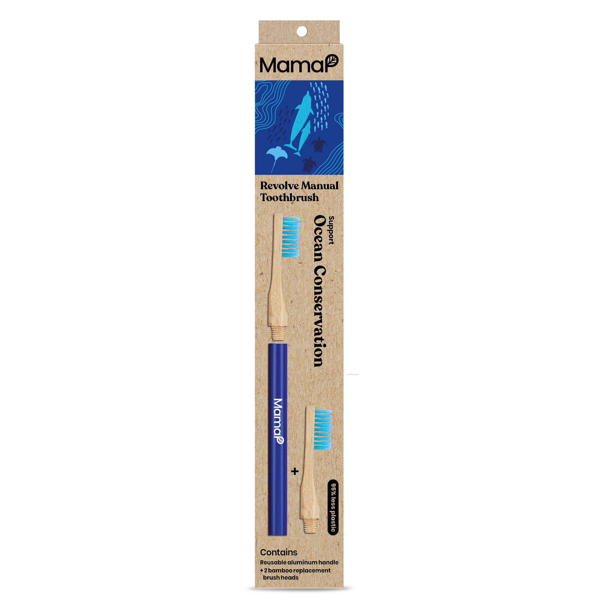 Revolve Manual Toothbrush with Replaceable Head - Ocean Conservation - MamaP bamboo toothbrush