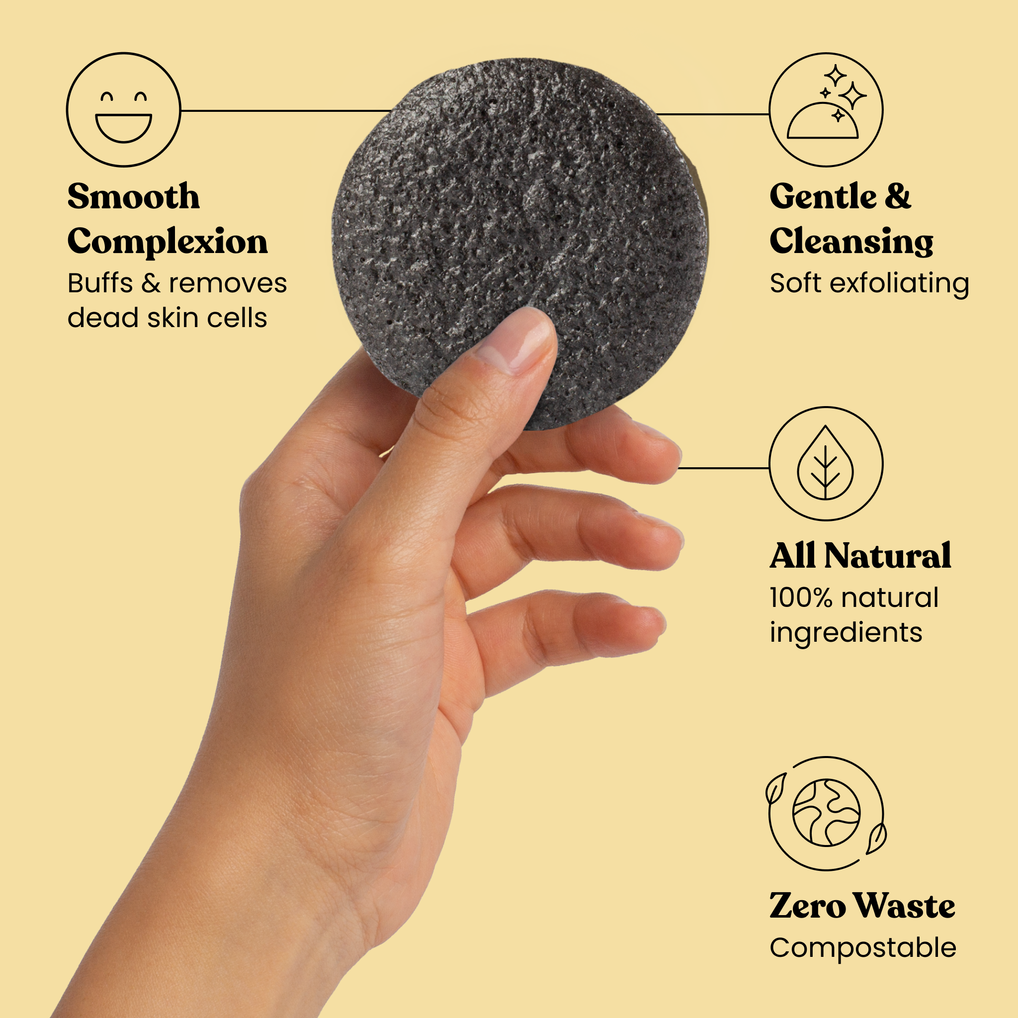 Detoxifying Charcoal Konjac Face or Body Sponge - MamaP bamboo toothbrush