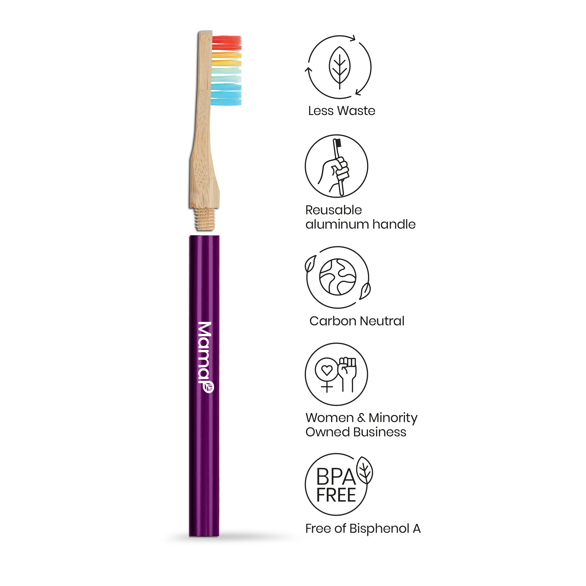 Revolve Manual Toothbrush with Replaceable Head - LGBTQ+ Equality - MamaP bamboo toothbrush