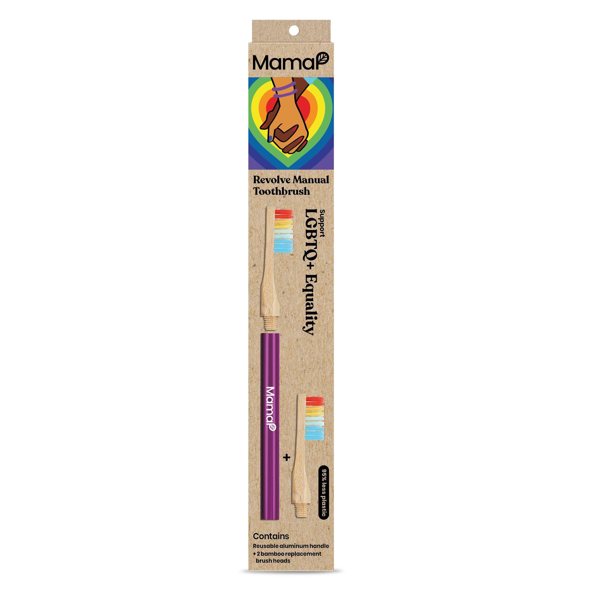 Revolve Manual Toothbrush with Replaceable Head - LGBTQ+ Equality - MamaP bamboo toothbrush
