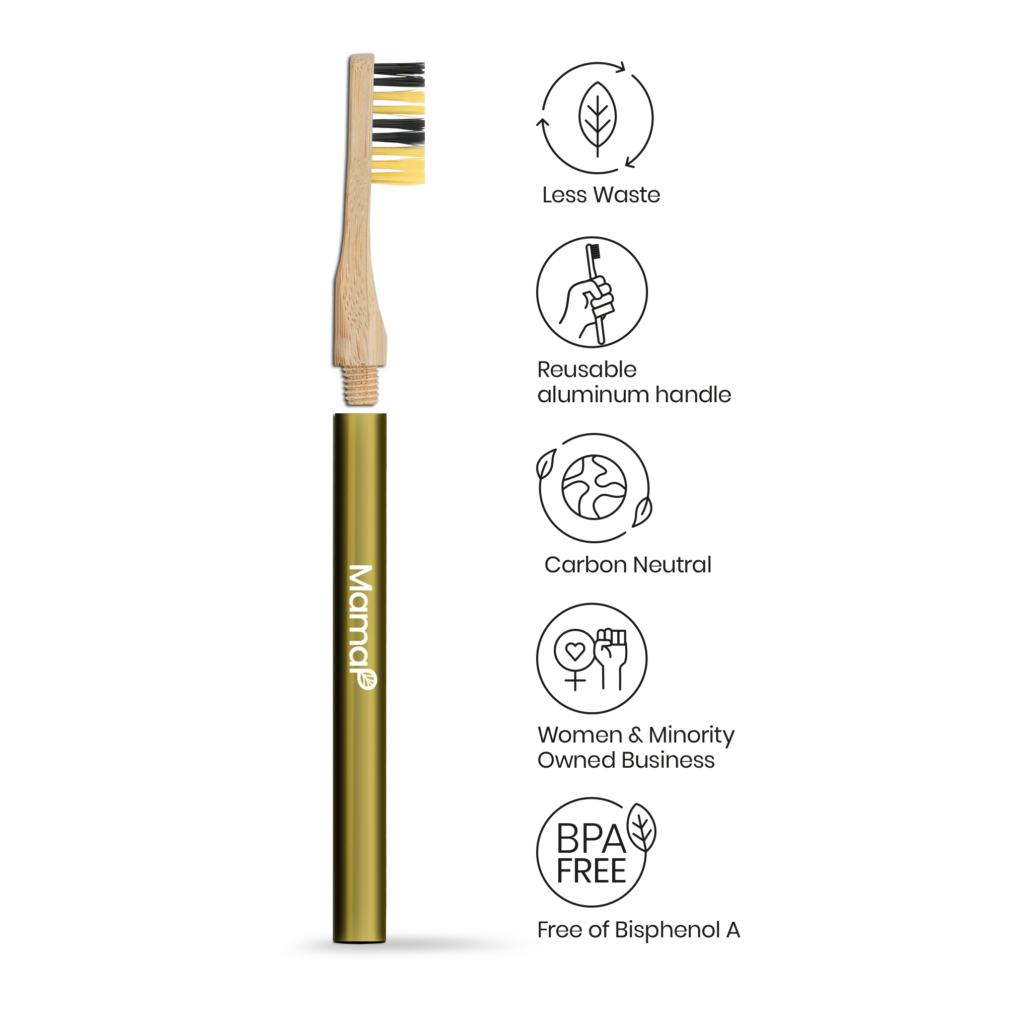 Revolve Manual Toothbrush with Replaceable Head - Save the Bees - MamaP bamboo toothbrush