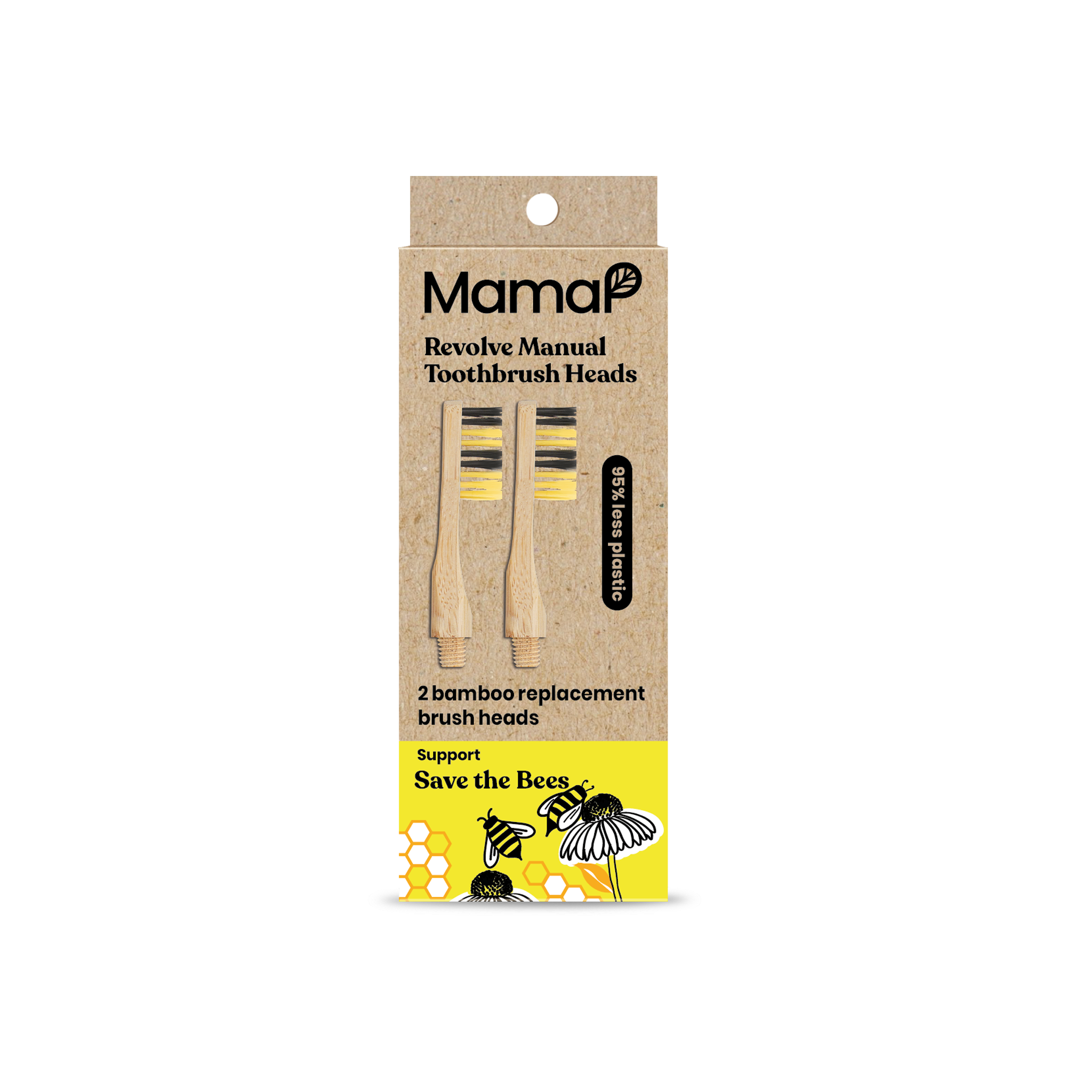 Revolve Manual Toothbrush Heads - Save the bees - MamaP bamboo toothbrush
