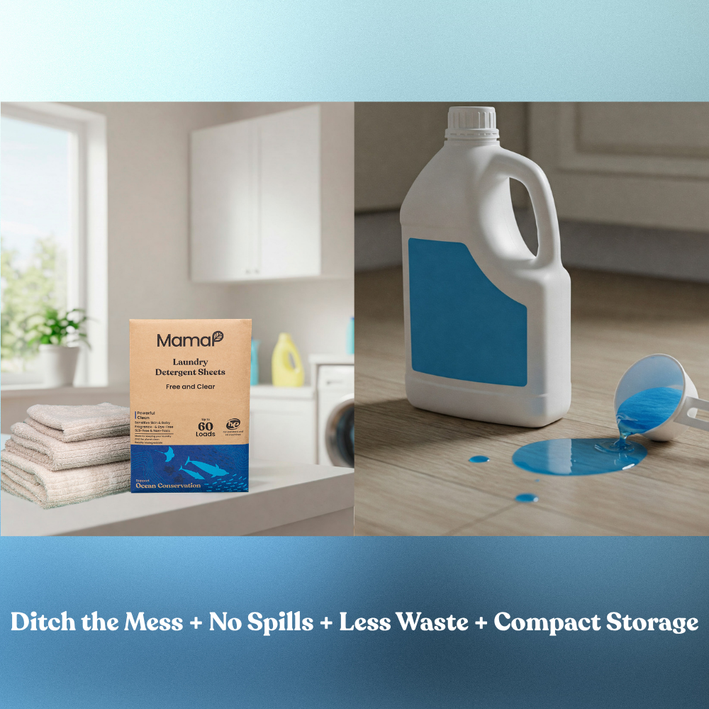 Mama P Unscented SLS Free Laundry Detergent Sheets - Hypoallergenic & Eco-Friendly