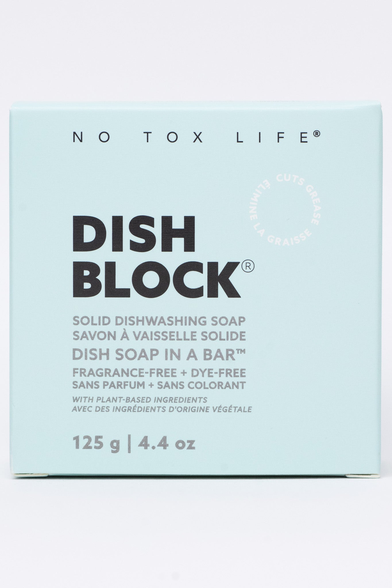 DISH BLOCK® solid dish soap - 4.4 oz (125g) bar - Fragrance Free - No Tox Life® - MamaP bamboo toothbrush