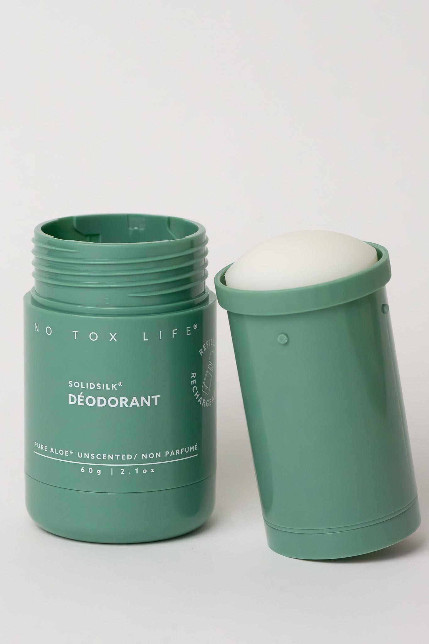 SOLIDSILK® Refillable Deodorant (Pure Aloe Fragrance-Free) - Extra Strength - No Tox Life® - MamaP bamboo toothbrush