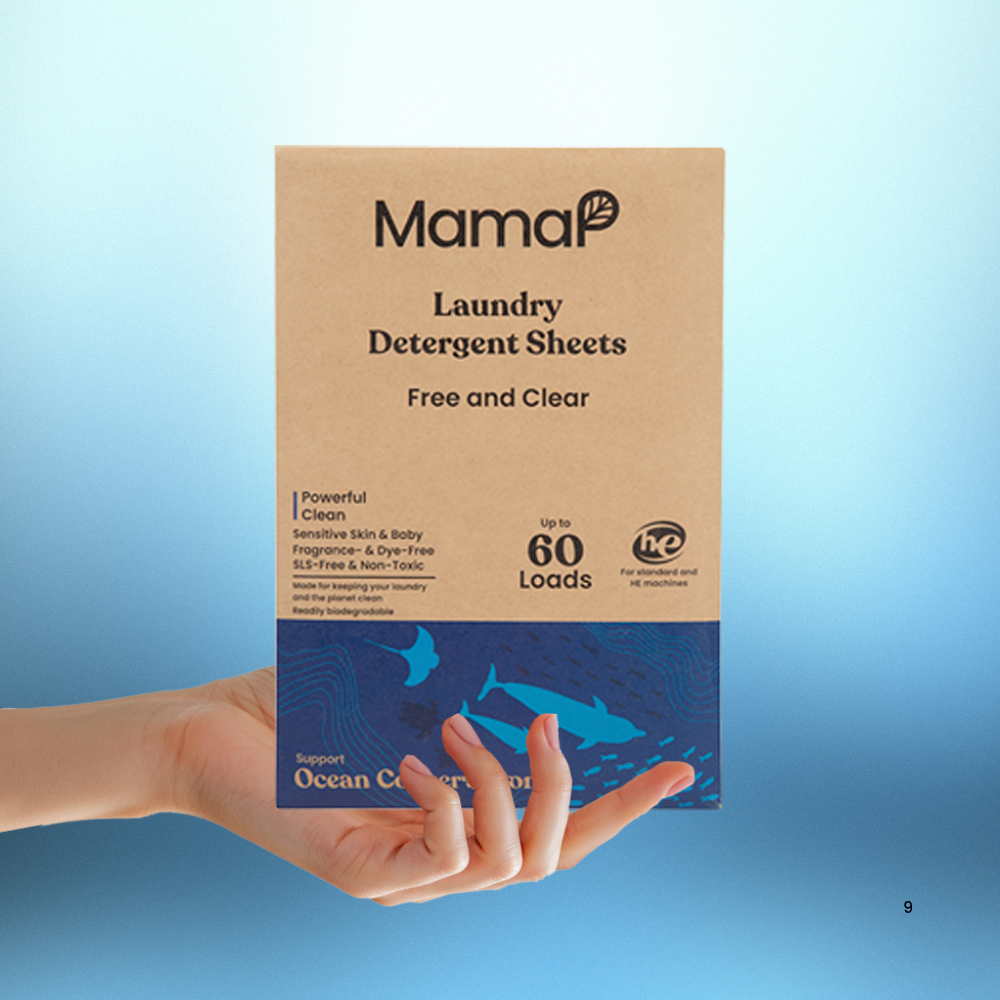 Mama P Unscented SLS Free Laundry Detergent Sheets - Hypoallergenic & Eco-Friendly