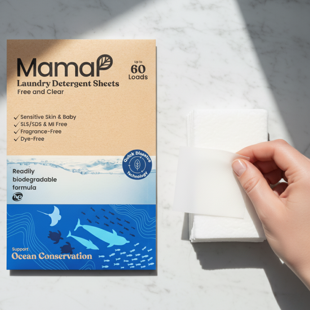 Unscented SLS-Free Laundry Detergent - Hypoallergenic & Eco-Friendly - MamaP bamboo toothbrush