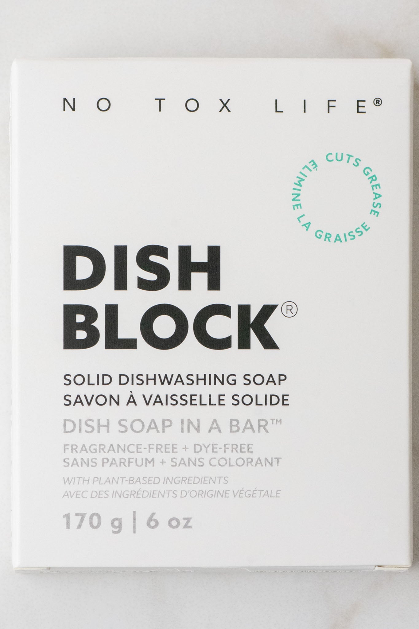 DISH BLOCK® solid dish soap - 6 oz (170g) bar - No Tox Life® - MamaP bamboo toothbrush