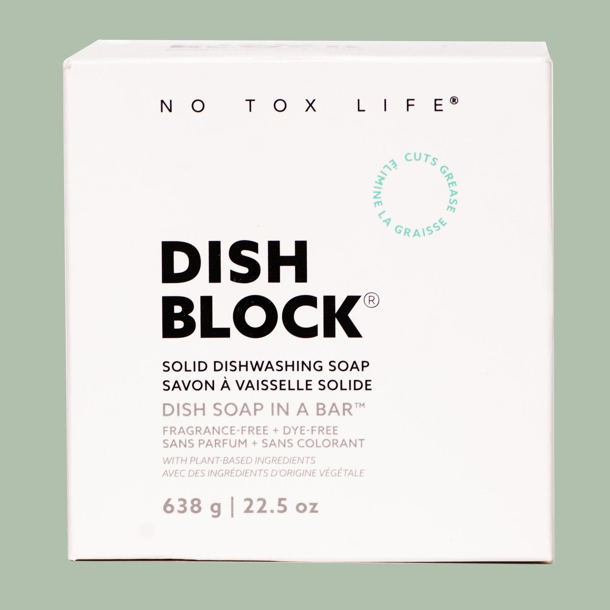 DISH BLOCK® solid dish soap - Huge bar (22.5 oz | 638g) - No Tox Life® - MamaP bamboo toothbrush