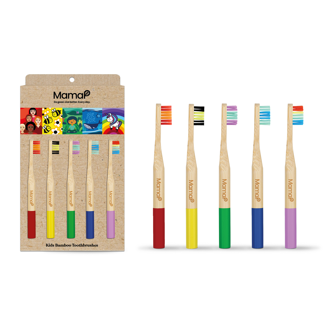 Kids Bamboo Toothbrushes 5-Pack - MamaP bamboo toothbrush