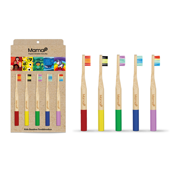 Kids Bamboo Toothbrushes 5-Pack - MamaP bamboo toothbrush