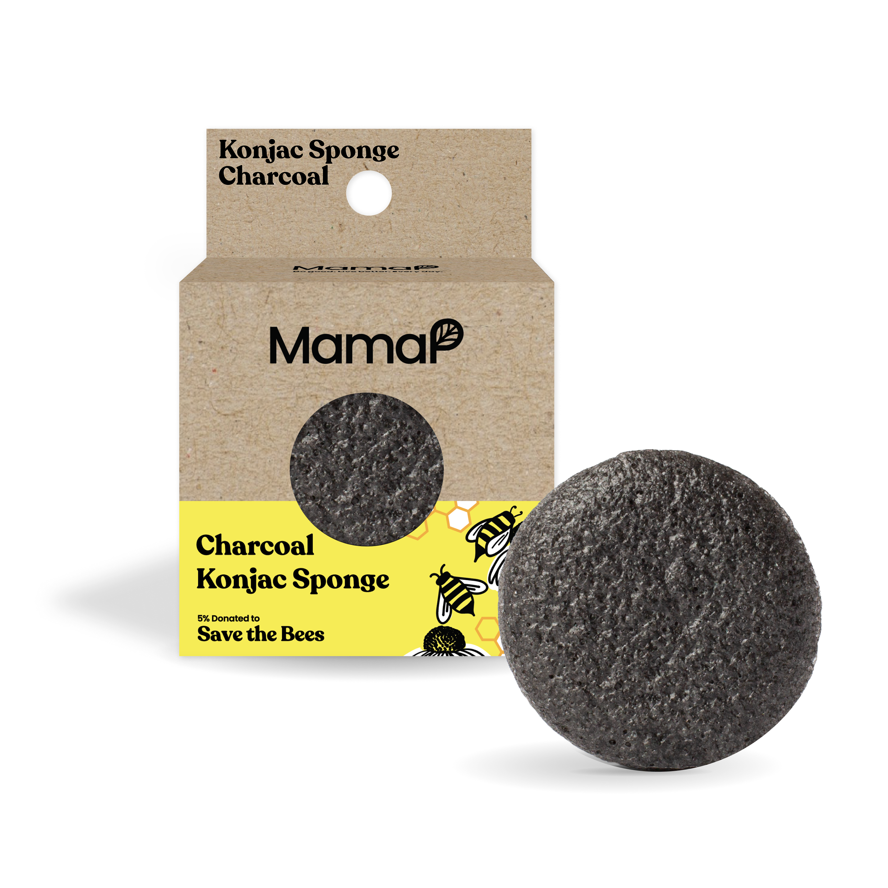 Detoxifying Charcoal Konjac Face or Body Sponge - MamaP bamboo toothbrush