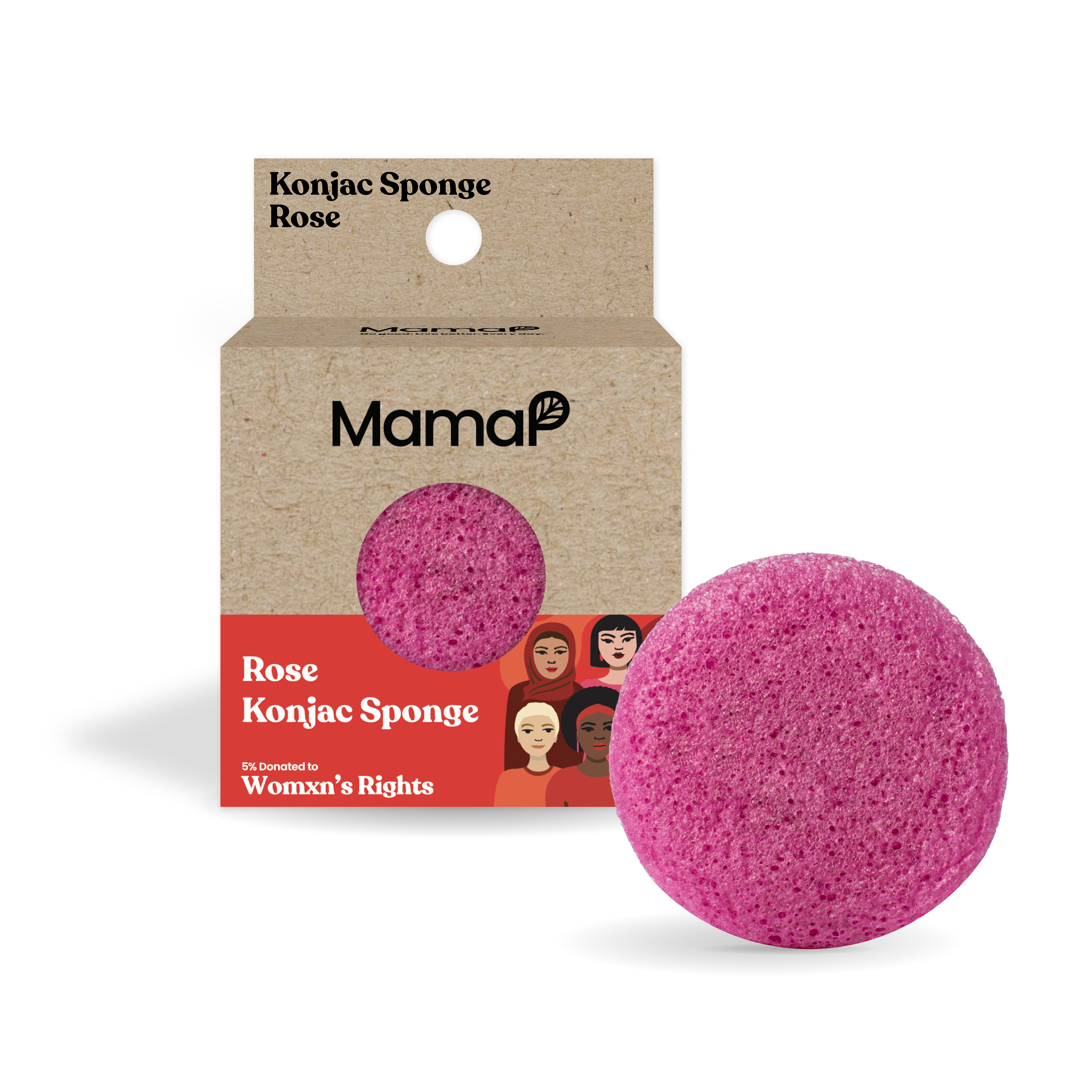 Calming Rose Empowering Women Konjac Face or Body Sponge - MamaP bamboo toothbrush