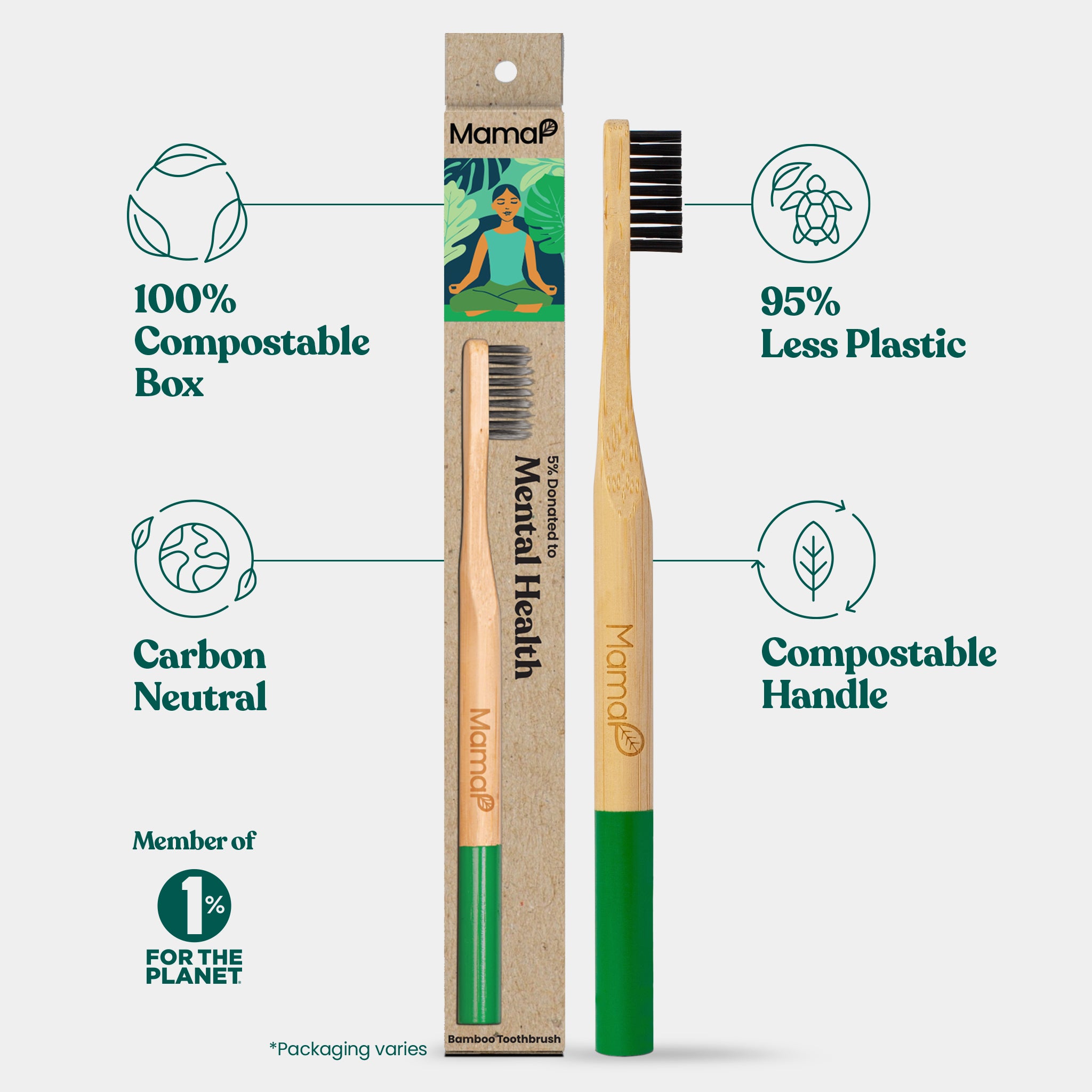 Mental Health Bamboo Toothbrush - MamaP bamboo toothbrush