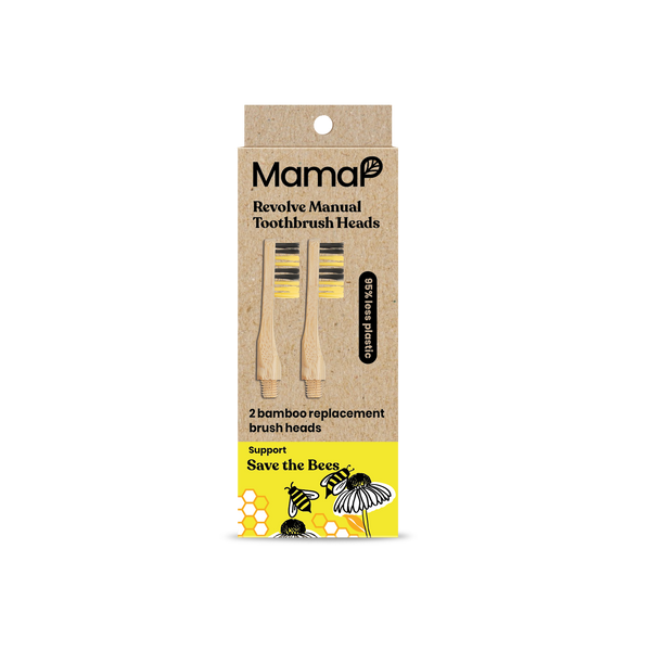 Revolve Manual Toothbrush Heads - Save the bees - MamaP bamboo toothbrush